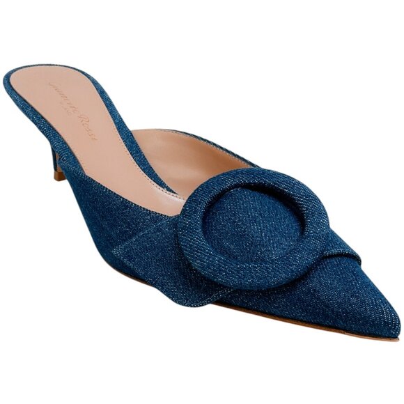 Gianvito Rossi Shoes - Gianvito Rossi Mid Blue Denim Portofino 55 Mules